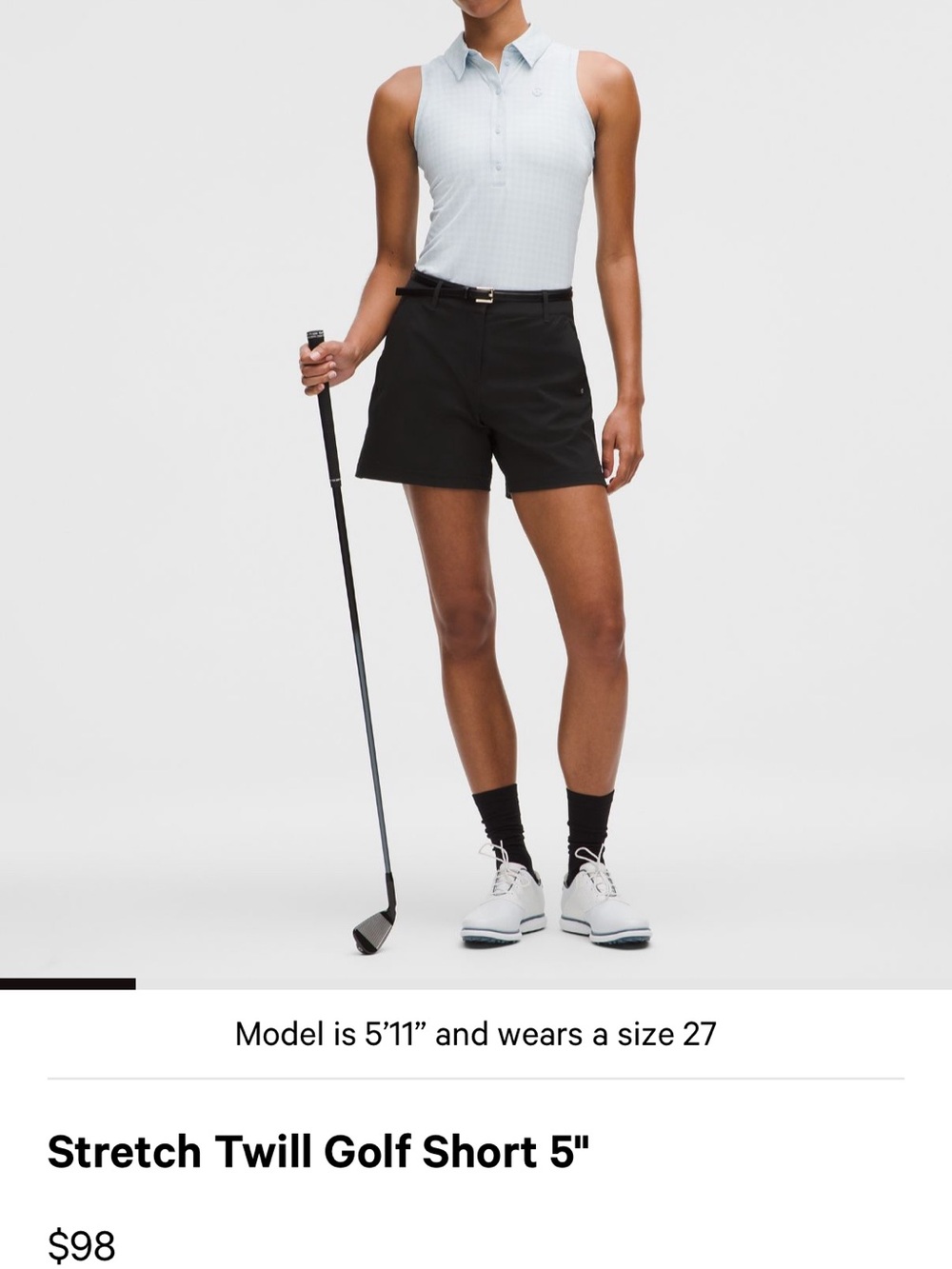 lululemon athletica black stretch twill golf short